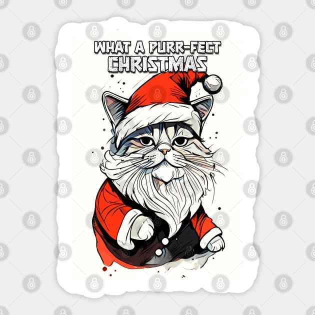 Funny Christmas Quote Cute Santa Claus Cat Illustration for Pet Lovers and Owners Sticker by Naumovski